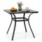 32" Square Outdoor Grey Metal Patio Dining Table for 4 with Wood-Like Top and Frame